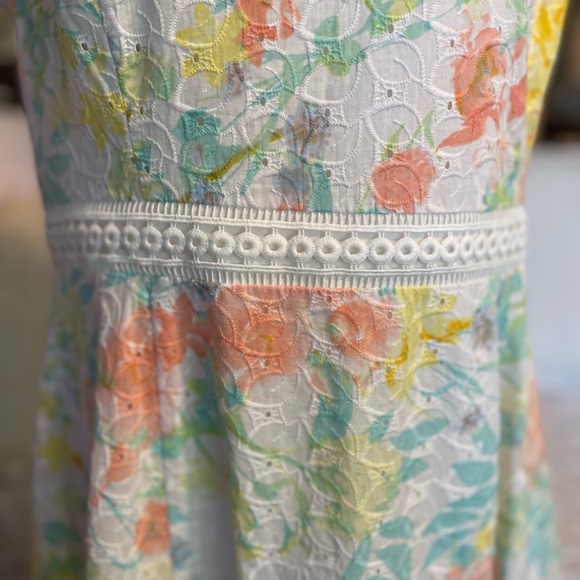 Calvin Klein Floral-Print Eyelet A-Line Dress - Picture 3 of 14